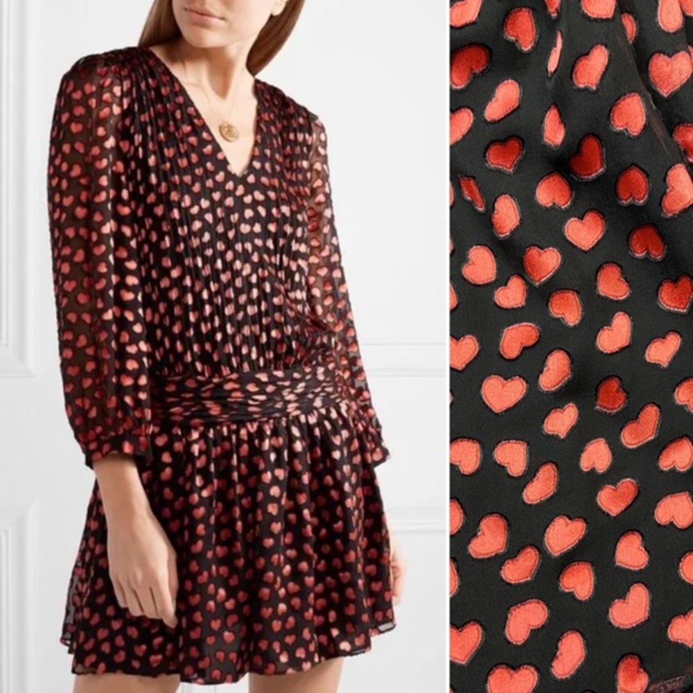 Alice + Olivia Black and Red Heart Mini Dress